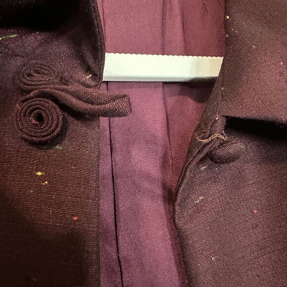 Vintage Sheath Dress & Jacket Set Junior Size S 1960s Japan Burgundy Showa Era - Picture 10 of 13